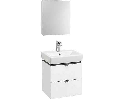 Приобрести Комплект мебели белый глянец/серый кашемир 50 см Акватон Скай 1A238001SY010 + 1WH302184 + 1A238402SY010 в магазине сантехники Santeh-Crystal.ru