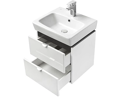 Приобрести Комплект мебели белый глянец/серый кашемир 50 см Акватон Скай 1A238001SY010 + 1WH302184 + 1A238402SY010 в магазине сантехники Santeh-Crystal.ru