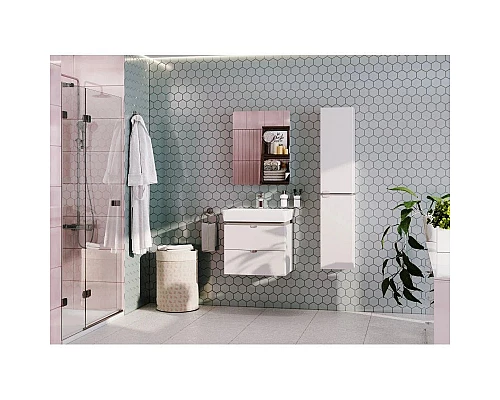 Приобрести Комплект мебели белый глянец/серый кашемир 50 см Акватон Скай 1A238001SY010 + 1WH302184 + 1A238402SY010 в магазине сантехники Santeh-Crystal.ru