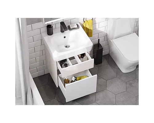 Приобрести Комплект мебели белый глянец/ясень фабрик 50 см Акватон Верди 1A195901VDAV0 + 1WH302184 + 1A195802VDAV0 в магазине сантехники Santeh-Crystal.ru