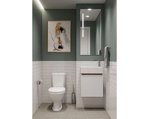 Купить Комплект мебели белый глянец/эбони светлый 46 см Акватон Эклипс 1A172801EK49L + 1WH301972 + 1A129002EK010 в магазине сантехники Santeh-Crystal.ru