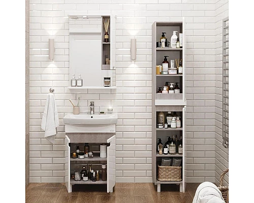 Купить Тумба белый глянец/кастелло 50 см Onika Харпер 105557 в магазине сантехники Santeh-Crystal.ru