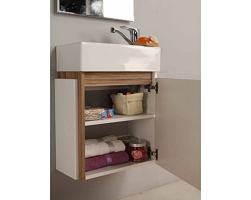 Купить Тумба белый глянец/эбони светлый 44,7 см Акватон Эклипс 1A172801EK49R в магазине сантехники Santeh-Crystal.ru