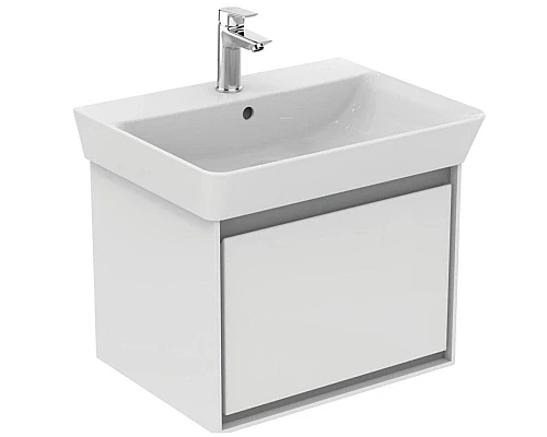 Приобрести Тумба белый глянец/белый матовый 60 см 1 ящик Ideal Standard Connect Air Cube E0846B2 в магазине сантехники Santeh-Crystal.ru