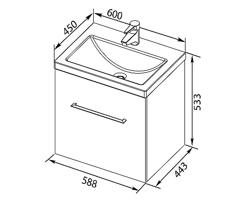 Приобрести Тумба белый 58,8 см Aquanet Порто 00195730 в магазине сантехники Santeh-Crystal.ru