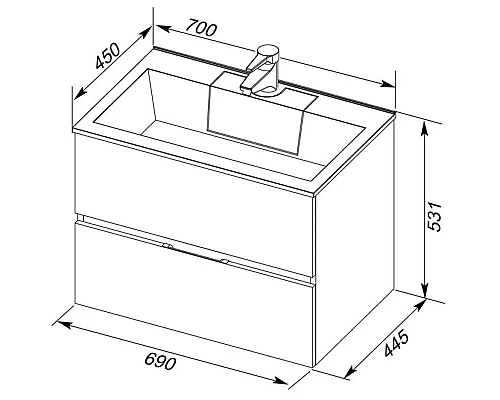 Заказать Тумба белый 69 см Aquanet Алвита 00184302 в магазине сантехники Santeh-Crystal.ru