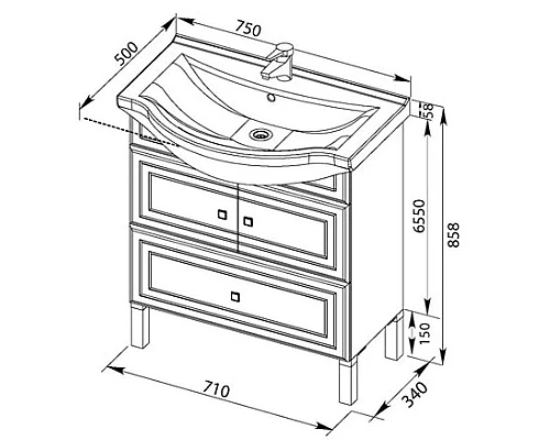 Заказать Тумба белый 71 см Aquanet Стайл 00181500 в магазине сантехники Santeh-Crystal.ru