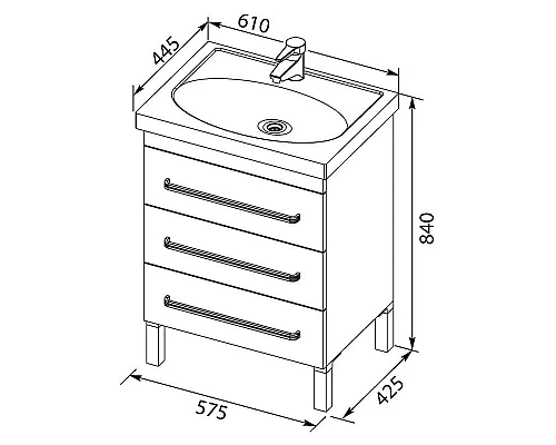 Приобрести Тумба черный 57,5 см Aquanet Сиена 00186367 в магазине сантехники Santeh-Crystal.ru