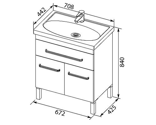 Приобрести Тумба черный 67,2 см Aquanet Сиена 00189222 в магазине сантехники Santeh-Crystal.ru