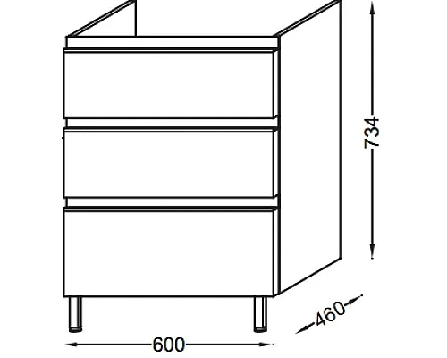 Заказать Тумба ореховое дерево 60 см 3 ящика Jacob Delafon Vox EB2050-RA-E16 в магазине сантехники Santeh-Crystal.ru