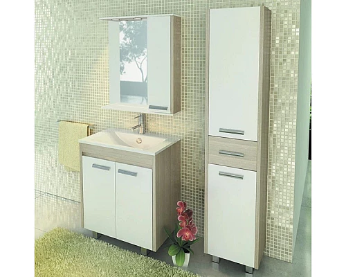 Приобрести Тумба с раковиной сосна лоредо/белый глянец 75 см Comforty Тулуза 00003121660 в магазине сантехники Santeh-Crystal.ru