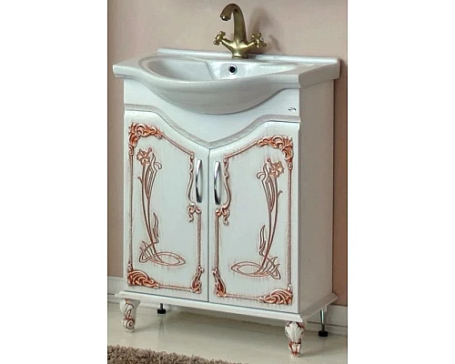 Купить Тумба с раковиной белое дерево медная патина 66,5 см Atoll Барселона в магазине сантехники Santeh-Crystal.ru