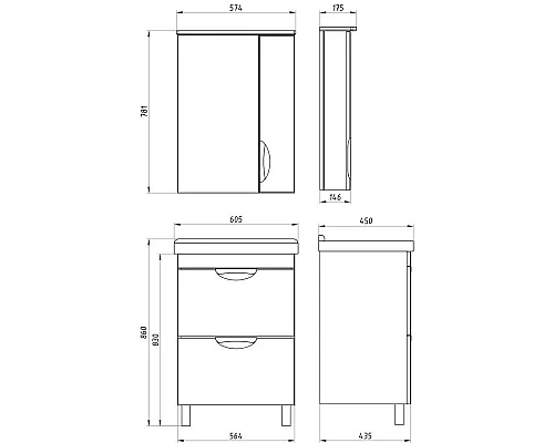 Заказать Тумба белый 56,4 см ASB-Mebel Миранда в магазине сантехники Santeh-Crystal.ru