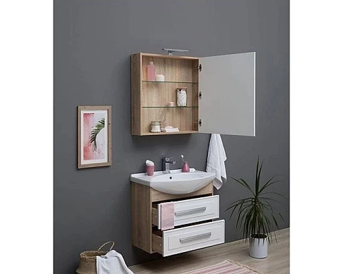 Заказать Тумба белый глянец/дуб сонома 72,5 см Aquanet Остин 00200909 в магазине сантехники Santeh-Crystal.ru