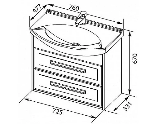 Заказать Тумба белый глянец/дуб сонома 72,5 см Aquanet Остин 00200909 в магазине сантехники Santeh-Crystal.ru