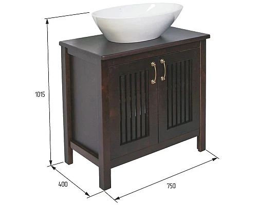 Купить Тумба с раковиной орех антикварный 75 см Orange Capri Capri-75TU+RA в магазине сантехники Santeh-Crystal.ru