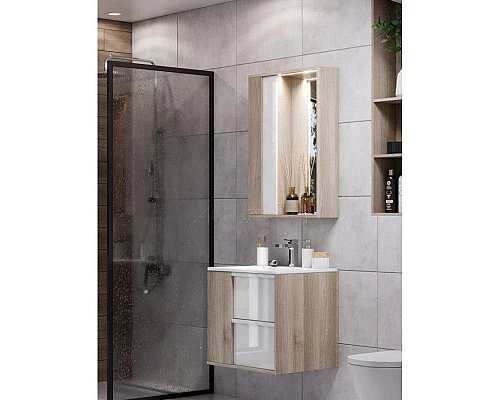 Заказать Тумба белый глянец/дуб эврика 60 см Акватон Бостон 1A252501BN010 в магазине сантехники Santeh-Crystal.ru