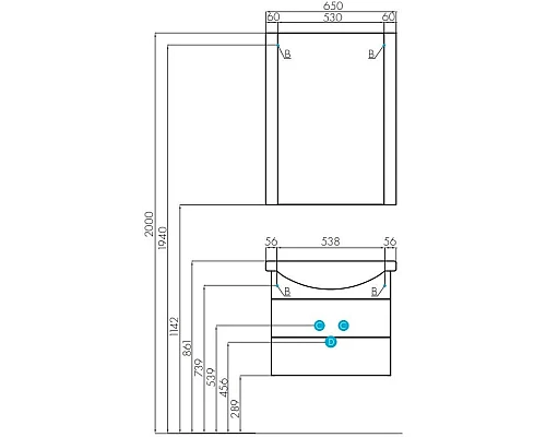 Приобрести Тумба черный 59,4 см Акватон Ария 1A123301AA950 в магазине сантехники Santeh-Crystal.ru