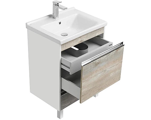 Купить Тумба с раковиной белый глянец/бетон пайн 60 см Акватон Капри 1A2301K1KPDA0 в магазине сантехники Santeh-Crystal.ru