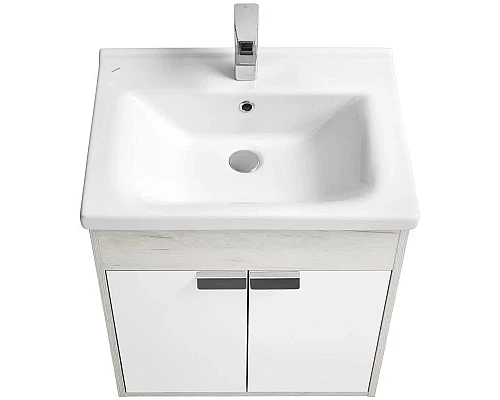 Заказать Тумба с раковиной белый глянец/дуб крафт 60 см Акватон Флай 1A2373K0FAX10 в магазине сантехники Santeh-Crystal.ru