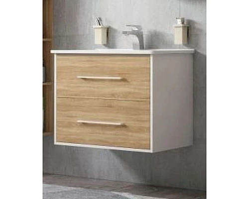 Заказать Тумба с раковиной белый глянец/дуб сонома 66 см Corozo Гольф SETSD-00000312/SD-00000391 в магазине сантехники Santeh-Crystal.ru