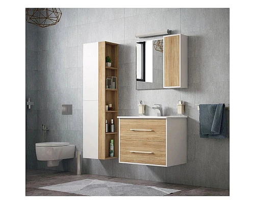 Заказать Тумба с раковиной белый глянец/дуб сонома 66 см Corozo Гольф SETSD-00000312/SD-00000391 в магазине сантехники Santeh-Crystal.ru