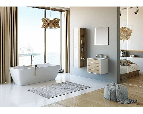 Купить Тумба с раковиной дуб сонома/белый глянец 61,5 см Aqwella 5 Stars Miami SETMai.01.06/Mal.06.04.D в магазине сантехники Santeh-Crystal.ru