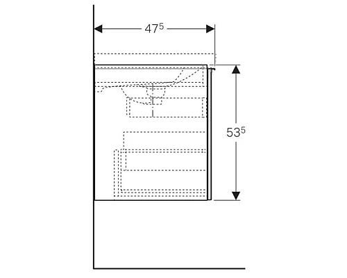 Приобрести Тумба черный глянец/черный матовый 74 см Geberit Acanto 500.611.16.1 в магазине сантехники Santeh-Crystal.ru