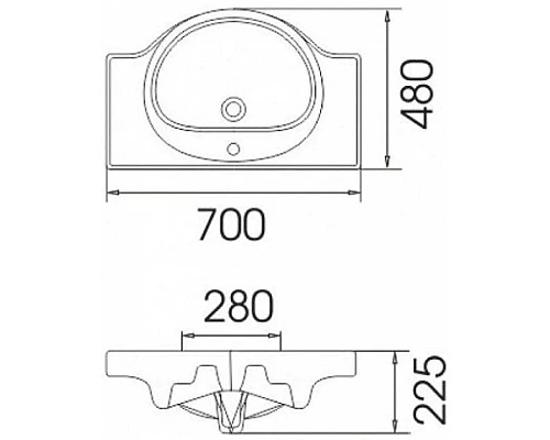 Заказать Тумба с раковиной белый глянец 70 см Bellezza Анкона 4639611110011 + 4690311008978 в магазине сантехники Santeh-Crystal.ru