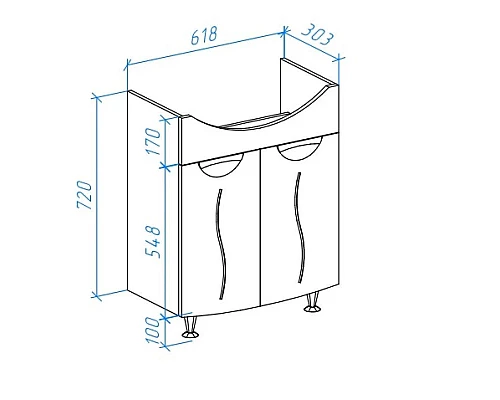 Заказать Тумба с раковиной белый глянец 65,5 см Bellezza Глория 4639510000017 + 4640021060940 в магазине сантехники Santeh-Crystal.ru