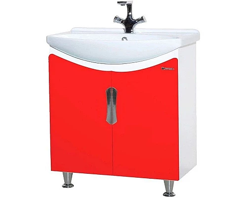 Заказать Тумба с раковиной красный глянец/белый глянец 65 см Bellezza Лагуна 4632110240036 + 4620000149897 в магазине сантехники Santeh-Crystal.ru