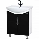 Тумба с раковиной черный глянец/белый глянец 65 см Bellezza Лагуна 4632110240043 + 4620000149897