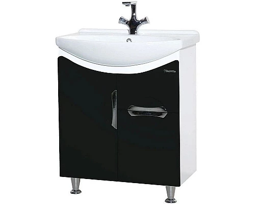 Заказать Тумба с раковиной черный глянец/белый глянец 65 см Bellezza Лагуна 4632110090044 + 4620000149897 в магазине сантехники Santeh-Crystal.ru