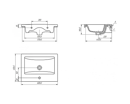 Заказать Тумба с раковиной красный глянец/белый глянец 60 см Bellezza Пегас 4630409140036 + 4690311045409 в магазине сантехники Santeh-Crystal.ru