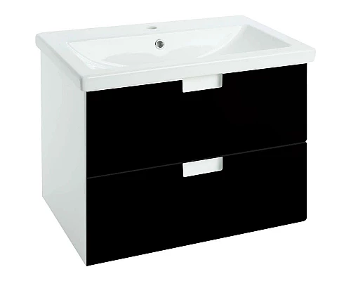 Приобрести Тумба с раковиной черный глянец/белый глянец 70 см Bellezza Пегас 4630411270042 + 4690311050410 в магазине сантехники Santeh-Crystal.ru