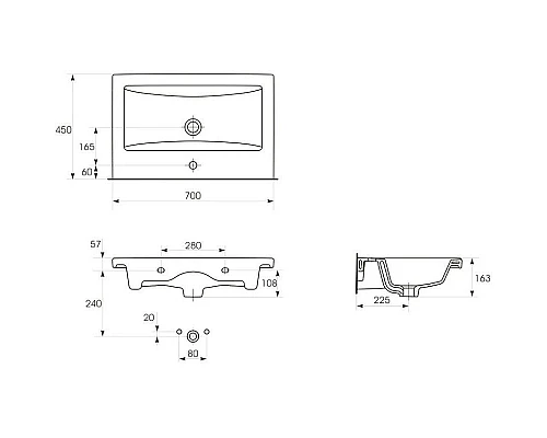 Приобрести Тумба с раковиной черный глянец/белый глянец 70 см Bellezza Пегас 4630411270042 + 4690311050410 в магазине сантехники Santeh-Crystal.ru