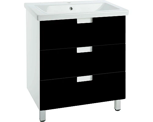 Заказать Тумба с раковиной черный глянец/белый глянец 70 см Bellezza Пегас 4630411140048 + 4690311050410 в магазине сантехники Santeh-Crystal.ru