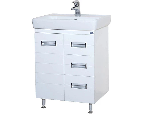 Купить Тумба с раковиной белый глянец 60 см 2 ящика Bellezza Сиена 4633909670010 + 4620000148562 в магазине сантехники Santeh-Crystal.ru