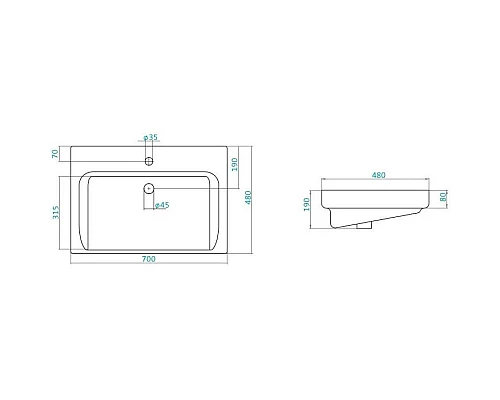 Приобрести Тумба с раковиной белый глянец 70 см Bellezza Сиена 4633911310010 + 4620000148555 в магазине сантехники Santeh-Crystal.ru