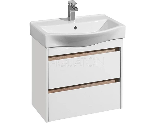 Купить Тумба белый глянец/дуб эндгрейн 61,6 см Акватон Нортон 1A248801NT010 в магазине сантехники Santeh-Crystal.ru
