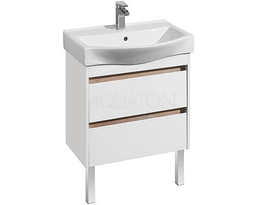 Купить Тумба белый глянец/дуб эндгрейн 61,6 см Акватон Нортон 1A248801NT010 в магазине сантехники Santeh-Crystal.ru