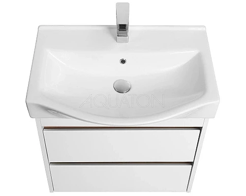 Купить Тумба белый глянец/дуб эндгрейн 61,6 см Акватон Нортон 1A248801NT010 в магазине сантехники Santeh-Crystal.ru