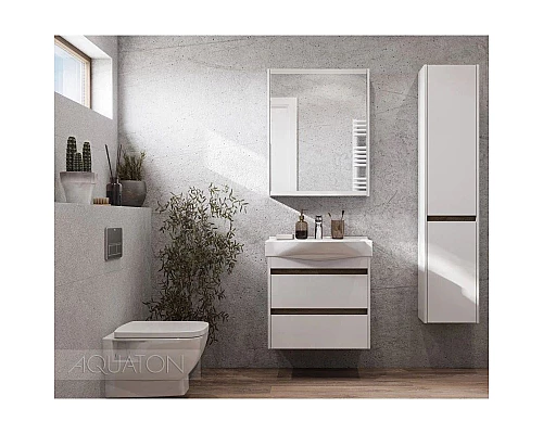 Купить Тумба белый глянец/дуб эндгрейн 61,6 см Акватон Нортон 1A248801NT010 в магазине сантехники Santeh-Crystal.ru