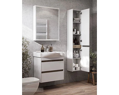 Купить Тумба белый глянец/дуб эндгрейн 61,6 см Акватон Нортон 1A248801NT010 в магазине сантехники Santeh-Crystal.ru