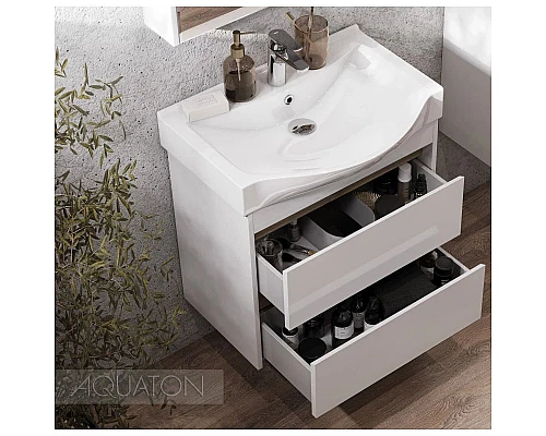 Купить Тумба белый глянец/дуб эндгрейн 61,6 см Акватон Нортон 1A248801NT010 в магазине сантехники Santeh-Crystal.ru