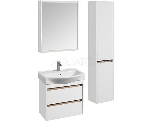 Приобрести Тумба с раковиной белый глянец/дуб эндгрейн 65 см Акватон Нортон 1A2488K0NT010 в магазине сантехники Santeh-Crystal.ru