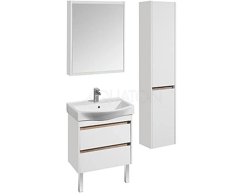 Приобрести Тумба с раковиной белый глянец/дуб эндгрейн 65 см Акватон Нортон 1A2488K0NT010 в магазине сантехники Santeh-Crystal.ru