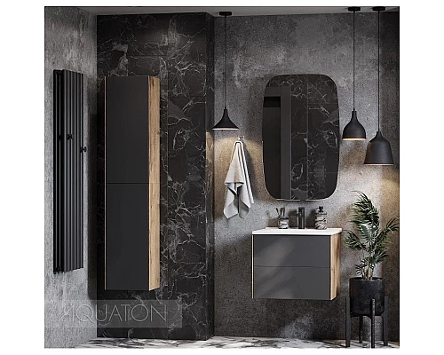 Купить Тумба с раковиной графит софт/дуб веллингтон 60 см Акватон Сохо 1A2580K1AJA00 в магазине сантехники Santeh-Crystal.ru