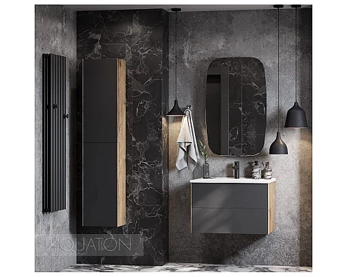 Купить Тумба с раковиной графит софт/дуб веллингтон 75 см Акватон Сохо 1A2581K1AJA00 в магазине сантехники Santeh-Crystal.ru