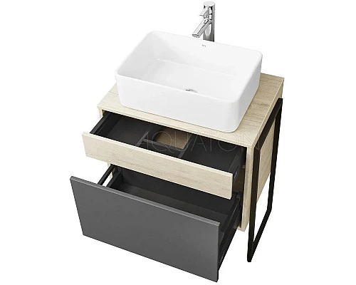 Заказать Тумба серый графит/дуб орегон 65 см Акватон Лофт Урбан 1A254001LQX60 в магазине сантехники Santeh-Crystal.ru